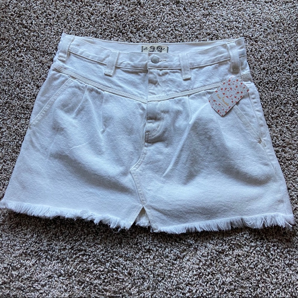 Free People Frayed Denim Skirt